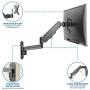 Mount-It! Monitor Wall Mount with Full Motion Gas Spring Arm | Height Adjustable Bracket for Flat Panel Screens Up to 32'' | Fits VESA 75 and 100, 17.6 Lbs Capacity, Black