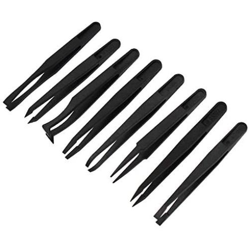 Amgiimor 16Pcs Precision Anti-Static Tweezers Kit, Plastic Tweezers Set for Craft, Electronics, DIY, Repair Tool