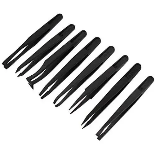 Amgiimor 16Pcs Precision Anti-Static Tweezers Kit, Plastic Tweezers Set for Craft, Electronics, DIY, Repair Tool