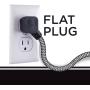 Cordinate 6-Outlet Surge Protector, Power Strip, Flat Plug, Braided Cord, Decorative, 3 ft Power Cord, Wall Mount, Tangle-Free, Warranty, Black, 41637