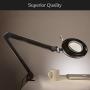Brightech LightView Pro Magnifying Lamp & Table Clamp - Max Comfort - Pro Work Like Lash Extensions & Crafts - Durable Glass Magnifier with Bright LED Light - Dimmable & Adjustable Light Color
