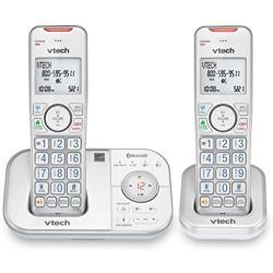 VTECH VS112-27 DECT 6.0 Bluetooth 2 Handset Cordless Phone for Home with Answering Machine, Call Blocking, Caller ID, Intercom and Connect to Cell (Silver & White)