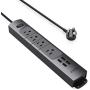 Power Strip with USB, TROND Surge Protector with 4 Outlets & 4 USB Ports, Flat Plug, Wall Mountable, 3ft Short Cord, for Workbench, Nightstand, Dresser, Home, Office, Black