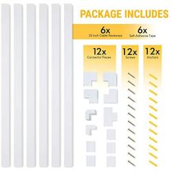 Simple Cord Cable Concealer On-Wall Cord Cover Raceway Kit - Cable Management System to Hide Cables, Cords, or Wires - Cord Organizer for Wall Mounted TVs and Computers at Home or in The Office