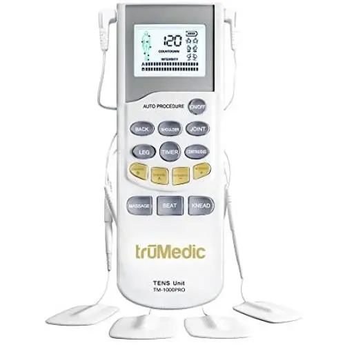 TruMedic TENS Electronic Pulse Unit & 4 Electrode Pads - For Muscle Stiffness, Soreness, Aches & Pains, Perfect for Relaxing Tight Muscles & Nerves for Electrotherapy Pain Management (TM-1000PRO) TruMedic TENS Electronic Pulse Unit & 4 Electrode Pads - For Muscle Stiffness, Soreness, Aches & Pains, Perfect for Relaxing Tight Muscles & Nerves for Electrotherapy Pain Management (TM-1000PRO)