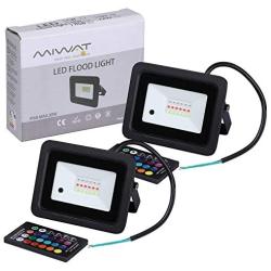 Miheal (2 Pack) 110V 30W RGB LED Flood Lights,Outdoor Color Changing Floodlight with Remote Control, IP68 Waterproof 16 Colors 4 Modes Dimmable Wall Washer Light, Stage Lighting[Energy Class A++]