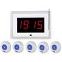 Wireless Calling System for Caregiver Pager Restaurant Waiter Server Pager System for Customers Elderly Patient Smart Nurse Paging System for Clinic Hospital Church 1 Display Receiver+5 Call Buttons