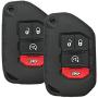 Qty(2) Alegender Black 4 Buttons Flip Key Cover Case Fob Holder Bag Keyless Protector Fit for Jeep 2018 2019 Wrangler JL JLU Rubicon 2020 Jeep Gladiator JT 68292944AA Remote Control