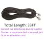 SINCODA 2 Pack 33ft Phone Telephone Extension Cord Cable Line Wire with Standard RJ11 6P4C Plugs for Landline Telephone,Includes Cable Clips(2PCS 33FT Telephone Extension Cord)
