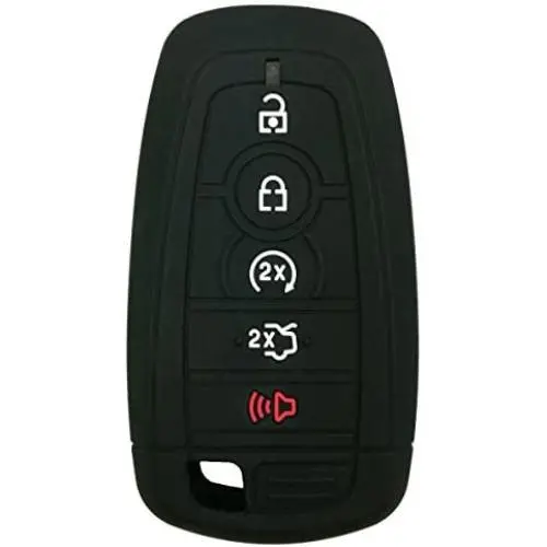 Coolbestda Rubber Smart 5buttons Key Fob Full Cover Remote Case Keyless Protector Jacket for 2017 Ford Fusion F250 F350 F450 F550 2018 Edge Explorer Black