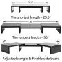 Superjare Dual Monitor Stand Riser, Adjustable Length and Angle Multi Screen Stand, Desktop Stand Storage Organizer for Laptop Computer/TV/PC/Printer- Black