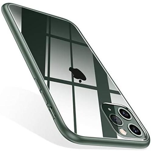 TORRAS Diamonds Clear Compatible for iPhone 11 Pro Max Case [Non-Yellow][Fully Protective] Slim Fit Shockproof Hard Plastic Back & Soft Silicone Bumper Phone Case 6.5, Midnight Green