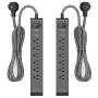 2 Pack Surge Protector Power Strip with 6 Outlets 2 USB Ports, 5-Foot Long Heavy-Duty Braided Extension Cords, Flat Plug, 900 Joules, 15A Circuit Breaker, Wall Mount for Home Office