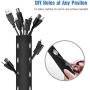 JOTO 10.83ft Cable Management Sleeve, Cuttable Neoprene Cord Management Organizer System, Flexible Cable Wrap Cover Wire Hider for Desk TV Computer Office Home Theater -Reversible Black/White, Large