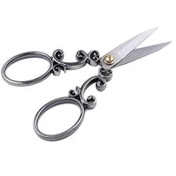 BIHRTC Vintage Cloud Pattern Scissors and Classic Crane Design Sewing Scissors for Embroidery, Sewing, Craft, Art Work & Everyday Use - Pack of 2,1 Pair Per Design
