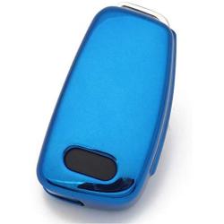 Royalfox(TM) Luxury Chrome Soft TPU Remote Key Fob case Cover for Audi Folding flip Key, Audi A1 A3 A4 A5 A6 Q3 Q5 Q7 TT S3 R8 (Blue with Black)