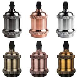 DiCUNO Vintage E26 Lamp Socket, Edison Retro Pendant Lamp Holder, Industrial and Decorative for DIY Lighting, 600℃ Heat Resistant 6 Packages (Color: 6 Mixed Colors)