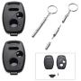 Cutting Not Required - 2 Replacement Key Fob Keyless Entry Remote Shell Case for Honda Civic/Accord/CR-V/Fit/Odyssey/Pilot/Ridgeline/CR-Z Car Key Fob Cover (2+1 Button, 2pc Black)