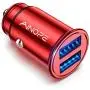 Car Charger, AINOPE 4.8A All Metal Car Charger Adapter Mini Flush Fit USB Car Charger Dual Port Charging Compatible with iPhone 12/11 pro/XR/x/7/6s, iPad Air 2/Mini 3, Note 9/Galaxy S10/S9/S8-Red