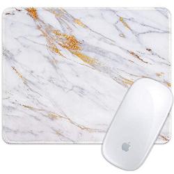 Marphe Mouse Pad White Gold Marble Design Mousepad Stitch Edge Non-Slip Rubber Gaming Mouse Pad Rectangle Mouse Pads for Computers Laptop