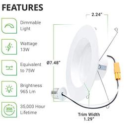 Sunco Lighting 12 Pack 5/6 Inch LED Recessed Downlight, Smooth Trim, Dimmable, 13W=75W, 965 LM, 4000K Cool White, Damp Rated, Simple Retrofit Installation - UL
