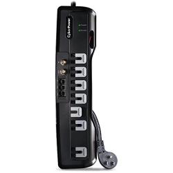 CyberPower CSHT706TC Home Theater Surge Protector + TEL Protection, 1950J/125V, 7 Outlets, 6ft Power Cord Black