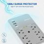 Huntkey USB-C Surge Protector, 6 AC Outlets Wall Tap Multi Plug Outlet Extender with 3 USB Charging Ports,SMD607C
