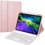 Fintie Keyboard Case for iPad Pro 11'' 2020 (2nd Generation), iPad Pro 11 Inch 2018 - Soft TPU Back Stand Cover with Pencil Holder, Magnetically Detachable Wireless Bluetooth Keyboard, Rose Gold