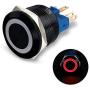 MGI SpeedWare Black Aluminum Push Button Switch 22mm with Socket, 3A 12vDC Ring LED (Latching, Red)