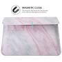 MoKo Laptop Sleeve Case Fits MacBook 12 Inch, Surface 3 10.8, PU Leather Protective Notebook Case Bag with Document Pocket and Built-in Card Slot - Pink Gray Marble