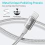Syncwire iPhone Charger Cable (6ft/2m), [Apple MFi Certified] Lightning Cable Nylon Braided USB Fast Charging Cord Compatible with iPhone 12 11 Pro Xs Max XR 8 7 6 Plus SE 5, iPad iPod, Alloy Silver