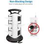Anthenn 6 FT Power Strip Tower Surge Protector 2500W Electric Charging Station with Handle 11 Widely Spaced AC Outlets with 2 USB Slot for Home Office (3 Layer, Black)