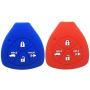 2Pcs XUHANG Sillicone key fob Skin key Cover Keyless Entry Remote Case Protector Shell for TOYOTA Camry Avalon Matrix Corolla Land Cruiser 4 button smart remote key red blue