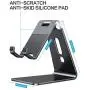 Adjustable Cell Phone Stand, OMOTON C2 Aluminum Desktop Phone Holder Dock Compatible with iPhone 11 Pro Max Xs XR 8 Plus 7 6, Samsung Galaxy, Google Pixel, Android Phones, Black