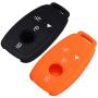 Lcyam Silicone Remote Key Fob Covers Smooth Soft Rubber Case Fits for Mercedes-Benz A220 E63S AMG E-Class GLE 350 4MATIC 2019 2020 2021 (Black Orange)