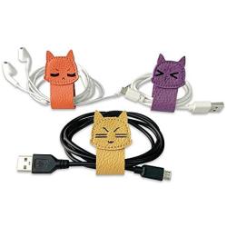 Cassenger 3-Pack Cord Organizer Earbuds Holder for Organizing Cable Headphone Wire, Cute Kitty