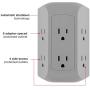 GE UltraPro 6-Outlet Surge Protector Adapter Spaced, 3-Prong Power Strip Wall Tap, Charging Station, Side Access, Gray, 47823