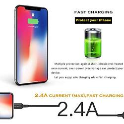 Icseio iPhone Charger Cable 6ft,Long Lightning Cable 3Pack 6Feet Nylon Braided iPhone Cord for iPhone 11 Pro Max X XS XR / 8/8 Plus / 7/7 Plus / 6/6 Plus / 5S / iPad iPod