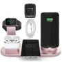 [Upgraded] Wireless Charger, Bonus - QC3.0 Adapter, 6 in 1 Charging Dock Station, USB Swivel Stand for Smart Phones, iPhone 12Pro, Galaxy S10, ​Airpods Pro 2, iWatch 5(Origin Charger REQ`D), Rose Gold