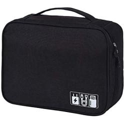 Electronic Organizer Travel Universal Cable Organizer Cable Cord Bag Electronics Accessories Cases Storage Bag Waterproof for Cable, Charger, Phone, USB, SD Card, Power Bank (OE-Black)