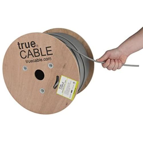 trueCABLE Cat6 Plenum Shielded (CMP), 1000ft, Gray, 23AWG Solid Bare Copper, 550MHz, ETL Listed, Overall Foil Shield (FTP), Bulk Ethernet Cable