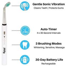 Kyoui Sonic 3000 Electric Toothbrush System | EMF Free Technology | 3 Patented Angled Brush Heads | Powerful 31,000 VPM Motor | Auto-Timer | 3 Modes | Rechargeable