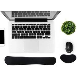 Wrist Rest for Computer Keyboard and Mouse Pad Support Memory Foam Set Easy Typing and Wrist Pain Relief Ergonomic Lightweight Anti-Skid Wrist Cushion for Office Gaming Laptop Mac (Black)