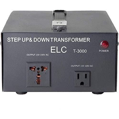ELC T-3000UD T-3000+ 3000-Watt Voltage Converter Transformer - Step Up/Down - 110V/220V - Circuit Breaker Protection Heavy Duty [3-Years Warranty]