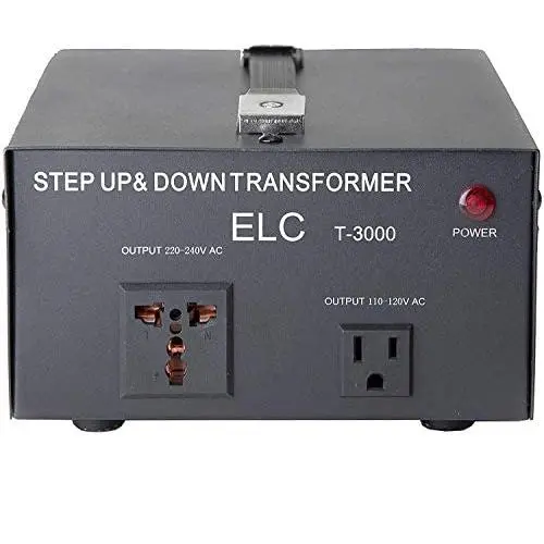 ELC T-3000UD T-3000+ 3000-Watt Voltage Converter Transformer - Step Up/Down - 110V/220V - Circuit Breaker Protection Heavy Duty [3-Years Warranty]