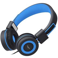 Elecder i37 Kids Headphones Children Girls Boys Teens Foldable Adjustable On Ear Headphones 3.5mm Jack Compatible Cellphones Computer MP3/4 Kindle School Tablet Black/Blue