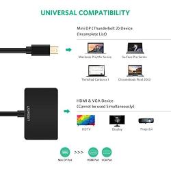 UGREEN Mini DisplayPort to HDMI VGA Adapter Converter 4K Thunderbolt 2 Compatible for MacBook Pro MacBook Air iMac Surface Pro 1 2 3 4 6 Surface Laptop 2 Surface Book ThinkPad X1 Black