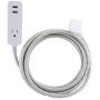 Cordinate Designer 1-Outlet 2-USB Charging Extension Cord with Surge Protection, Gray Braided Décor Fabric Cord, 10 ft, 2.4A USB Charging Ports, with Tamper Resistant Safety Outlets, 37917