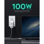 USB C Charger, AUKEY Omnia 100W 4-Port PD Charger with GaNFast Technology, USB C Laptop Charger Power Delivery 3.0 for MacBook Pro 16'', iPad Pro 11'', iPhone 11 Pro Max, HP Spectre -White