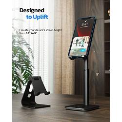 Nulaxy Phone Stand, Height Angle Adjustable Cell Phone Stand, Phone Holder for Desk Compatible with iPhone12 Mini 11 Pro Xs Xs Max Xr X 8 7 6 6s Plus, All Smartphones (4-8 inches) - Black
